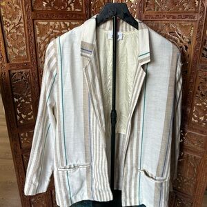 Vintage Cream Striped Blazer Size 14